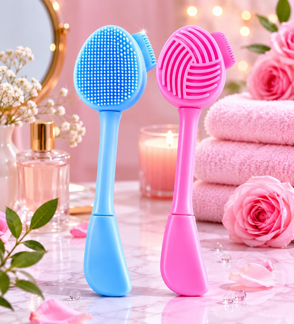 4 In 1 Soft Silicone Blackhead Remover | Face Scrubber Brush | Face Mask Applicator & Scrubber | Skin-friendly Facial Cleaning Brush. [PINK COLOR, PACK OF 1]