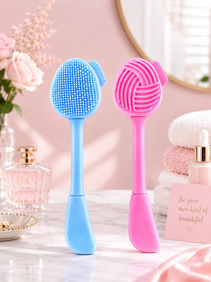 4 In 1 Soft Silicone Blackhead Remover | Face Scrubber Brush | Face Mask Applicator & Scrubber | Skin-friendly Facial Cleaning Brush. [PINK COLOR, PACK OF 1]