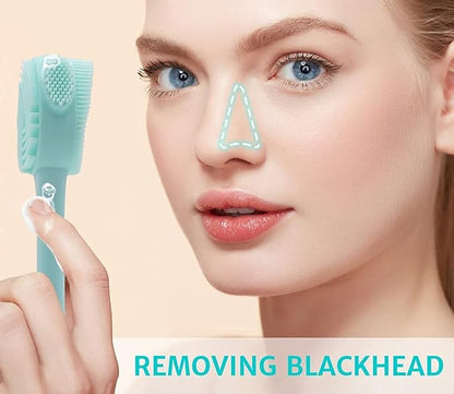 4 In 1 Soft Silicone Blackhead Remover | Face Scrubber Brush | Face Mask Applicator & Scrubber | Skin-friendly Facial Cleaning Brush. [PINK COLOR, PACK OF 1]