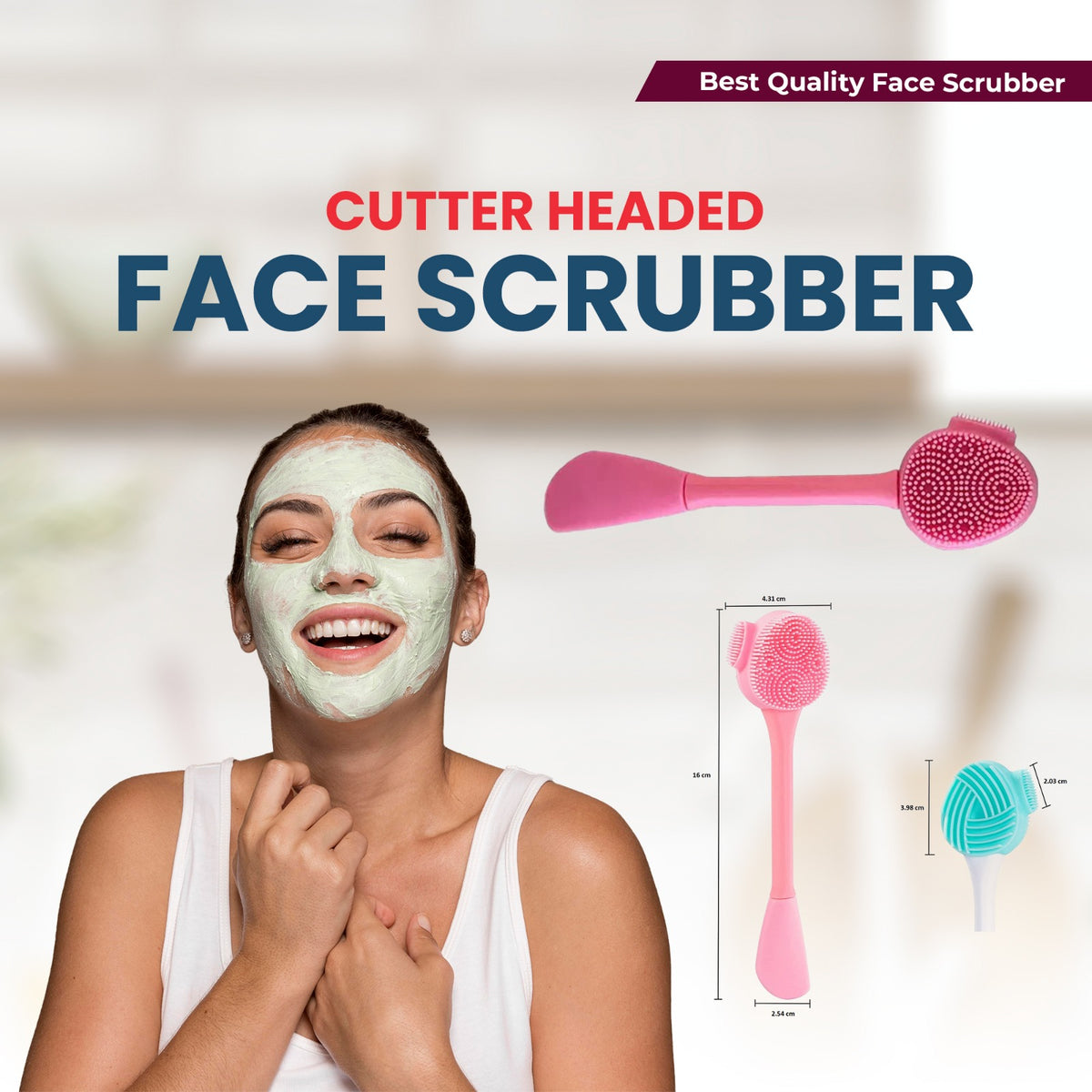4 In 1 Soft Silicone Blackhead Remover | Face Scrubber Brush | Face Mask Applicator & Scrubber | Skin-friendly Facial Cleaning Brush. [PINK COLOR, PACK OF 1]